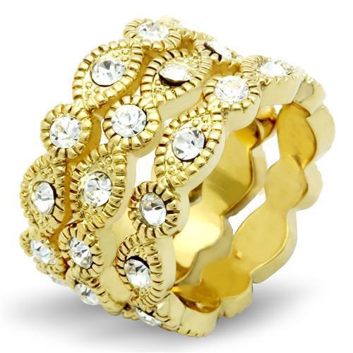 Gold & Crystal 3 Ring Set