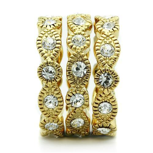 Gold & Crystal 3 Ring Set