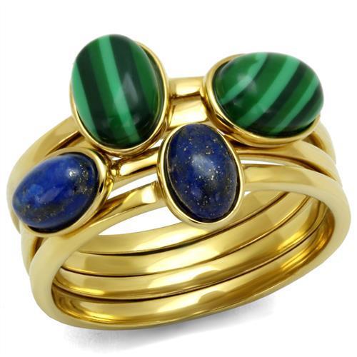 Emerald Malachite 4 Ring Set