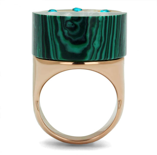 Emerald & Rose Gold Circular Ring