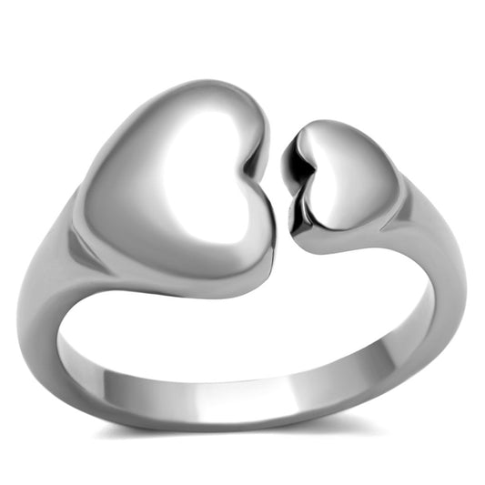 2 Hearts Silver Ring