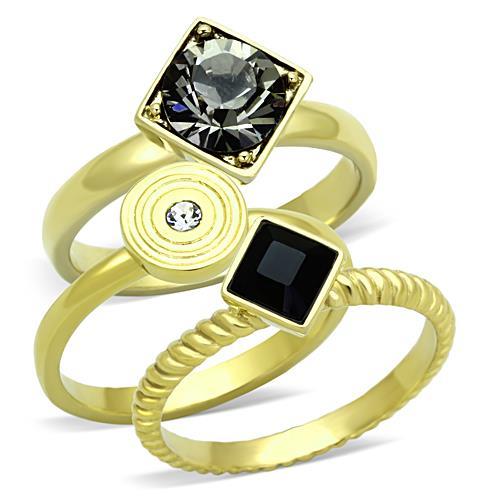 Jet and Gold 3 Ring Set