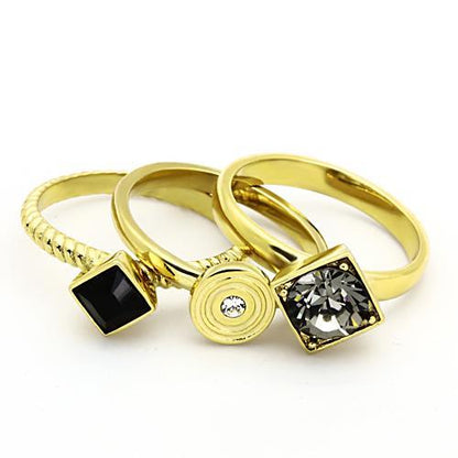 Jet and Gold 3 Ring Set