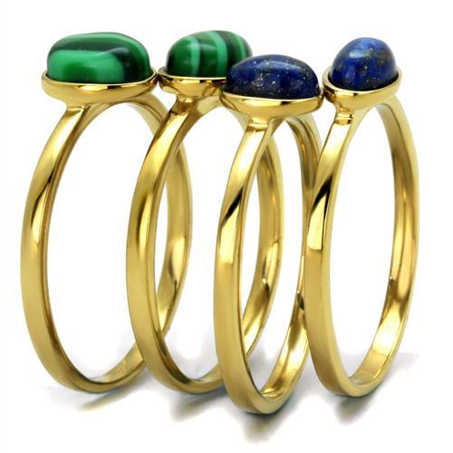 Emerald Malachite 4 Ring Set