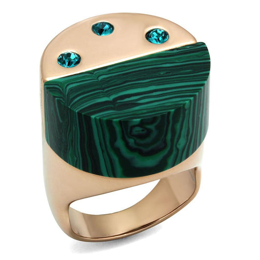 Emerald & Rose Gold Circular Ring